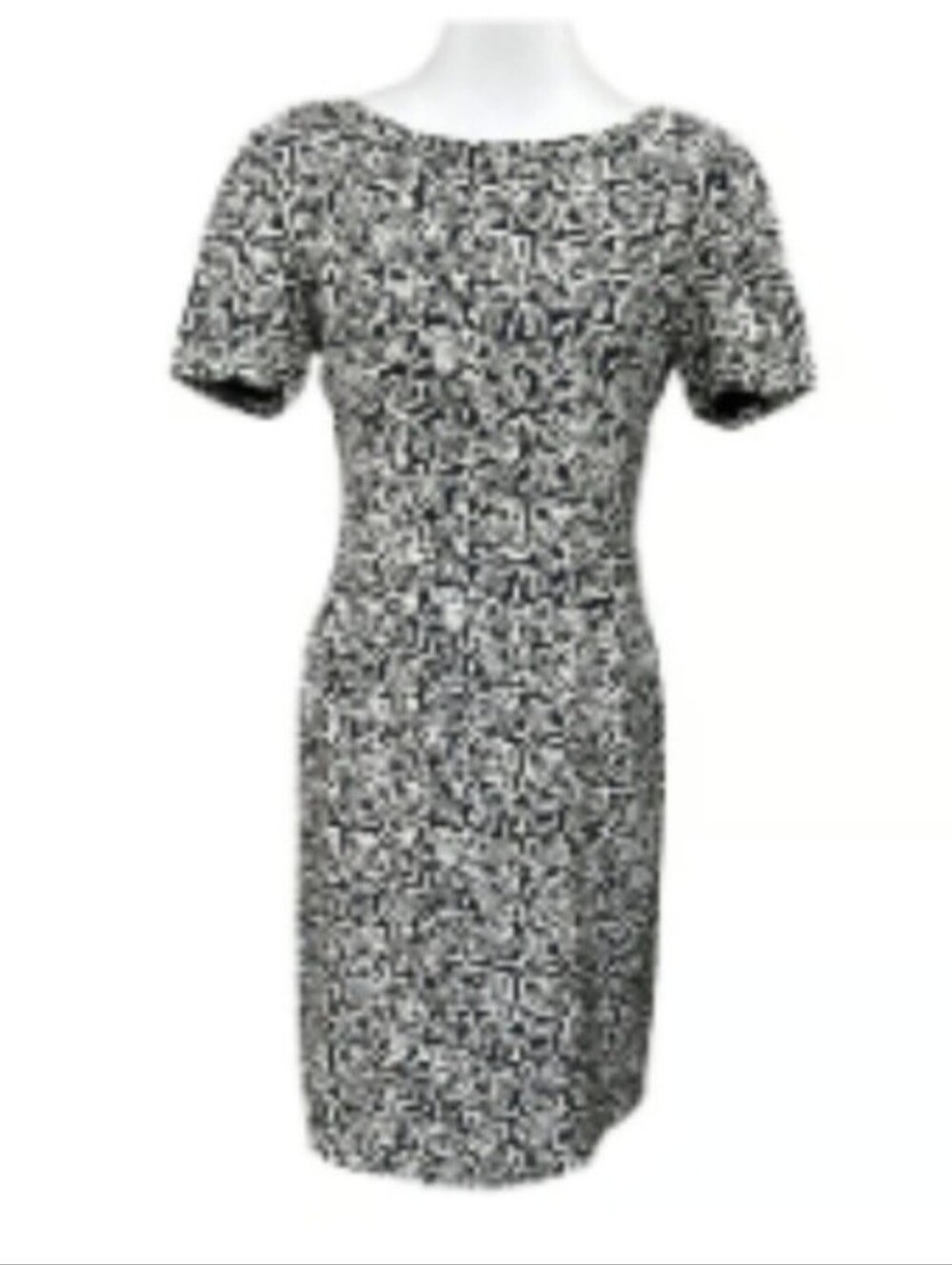 Liz Claiborne Silk Black and White Printed Midi Sheath Dress